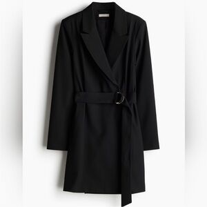 H&M Black Satin Blazer Dress